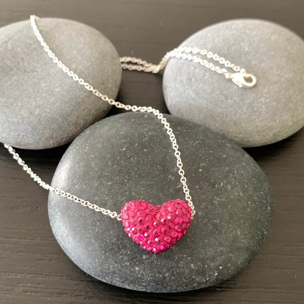 ⚡️FLASH SALE!⚡️ Pink Heart Necklace 18k White Gold Plated
